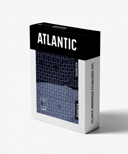 Мужские трусы боксеры Atlantic, набор из 2 шт., хлопок, темно-синие + серые, 2MBX-050