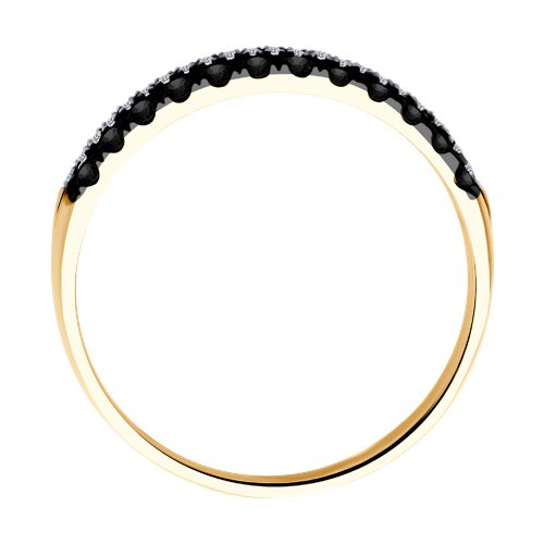 7010056 - Кольцо из золота с бесцветными и чёрными бриллиантами