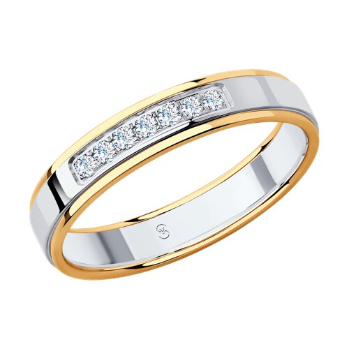 114118-01 - Обручальное кольцо из комбинированного золота с фианитами