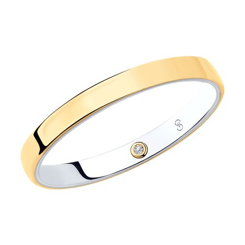 1114041-01 - Обручальное кольцо из комбинированного золота с бриллиантом