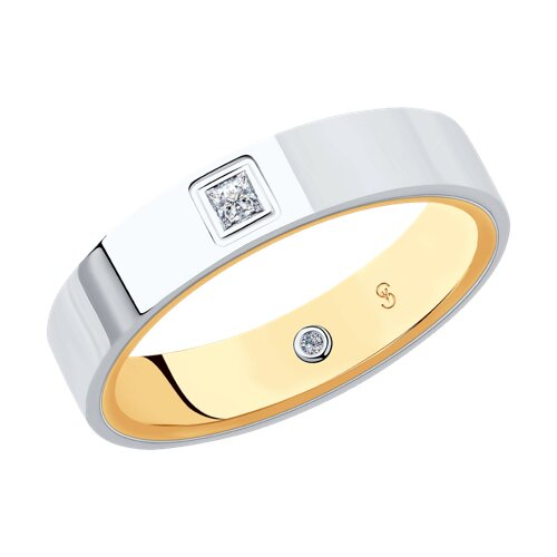 1114079-01 - Обручальное кольцо из комбинированного золота с бриллиантами