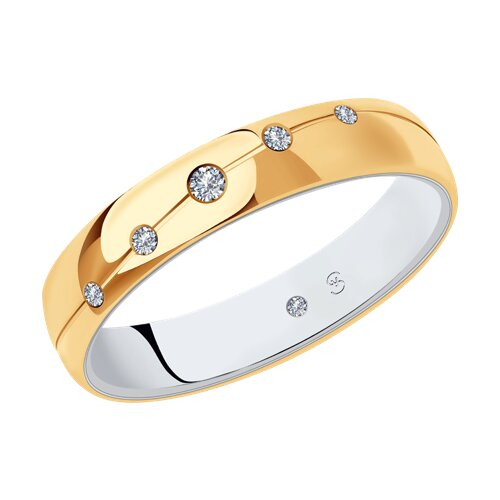 1114031-01 - Обручальное кольцо из комбинированного золота с бриллиантами