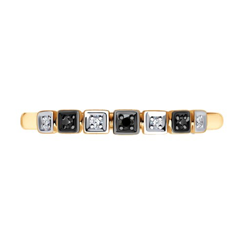 7010054 - Кольцо из золота с бесцветными и чёрными бриллиантами