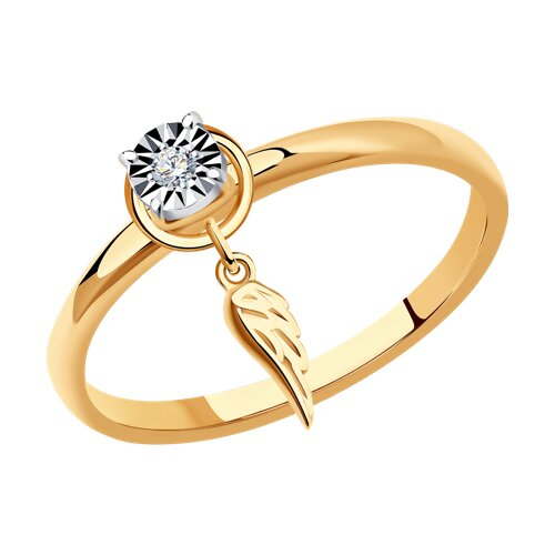 1012188 - Кольцо из комбинированного золота с бриллиантом