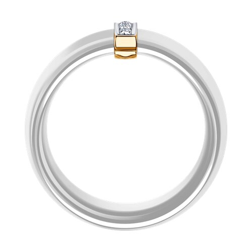6015025 - Белое керамическое кольцо с золотом и бриллиантами