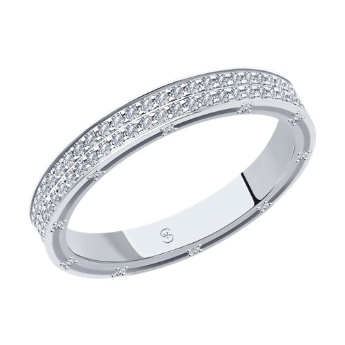 1112127-01 - Обручальное кольцо из белого золота с бриллиантами