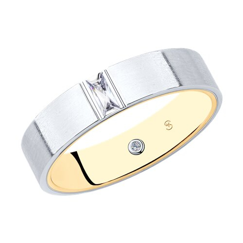 1114082-02 - Обручальное кольцо из комбинированного золота с бриллиантами