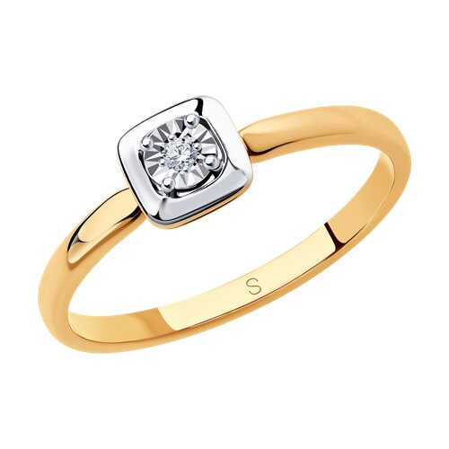1011682 - Кольцо из комбинированного золота с бриллиантом