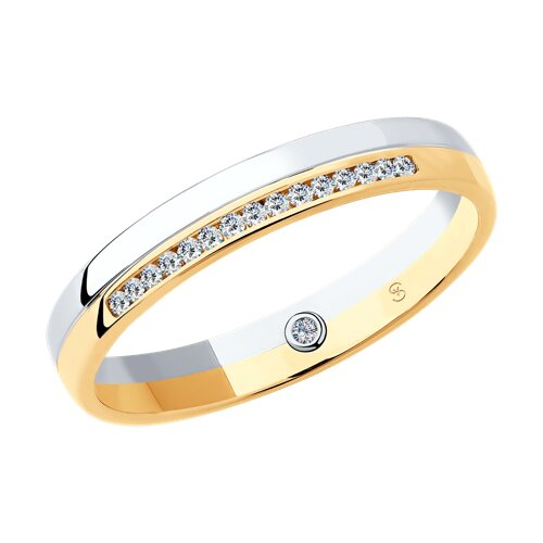1114101-01 - Обручальное кольцо из комбинированного золота с бриллиантами