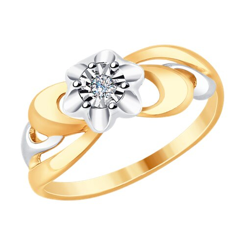 51-210-00021-1 - Кольцо из комбинированного золота с бриллиантом