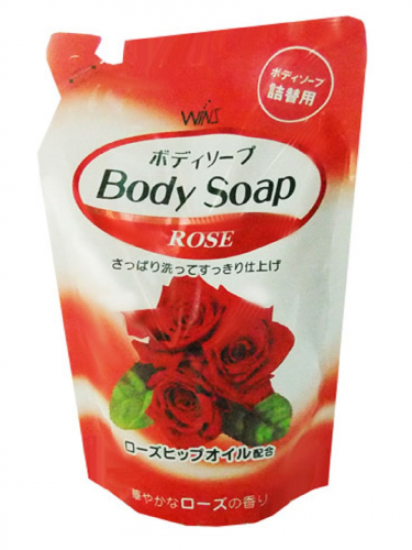 Крем-мыло для тела Wins Body Soap Rose с розовым маслом и богатым ароматом, NIHON 400 мл (мягкая упаковка)