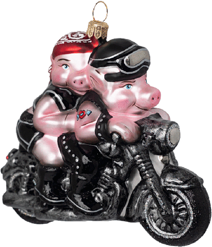 Couple of Pigs on Motorcycle A3300