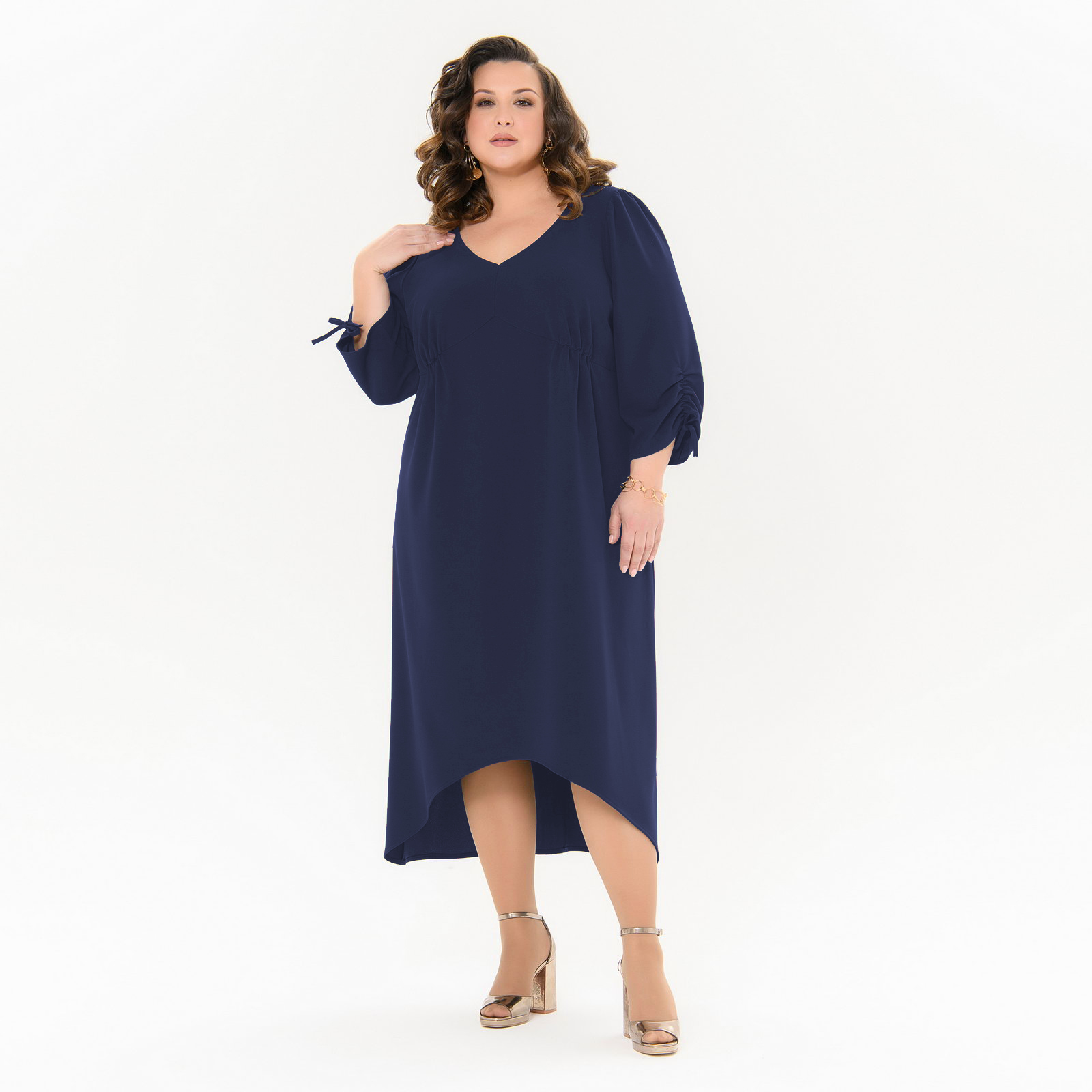 Платье коктейльное, креп с эластаном темно-синий