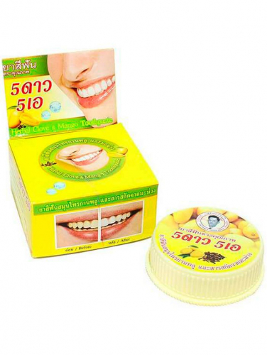 Травяная отбеливающая зубная паста с экстрактом манго Herbal Clove & Mango Toothpaste, 5 STAR COSMETIC  25 г