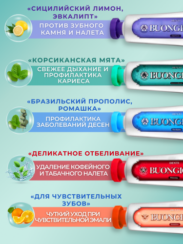 Премиальная зубная паста  Набор вкусов Gift Set, Buongiorno 5 видов по*30 г