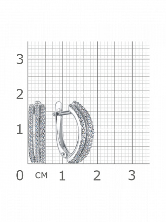 11-2043 Серьги с фианитом родированные серебро 925*