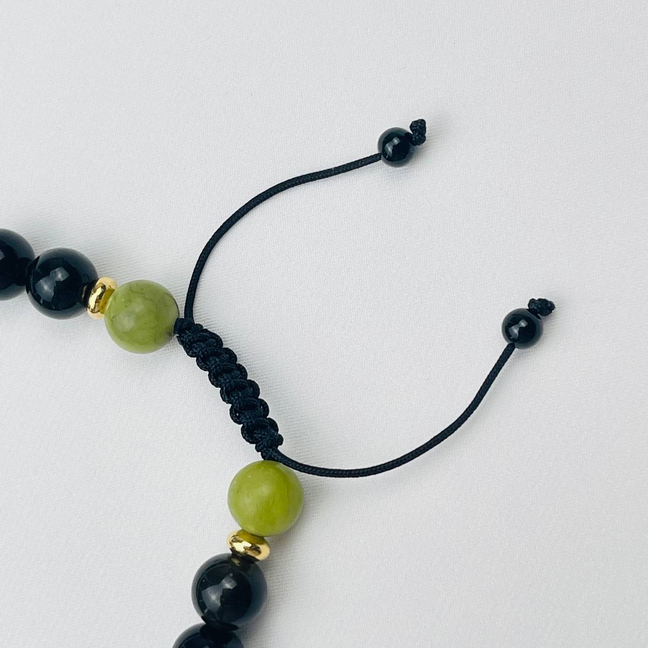 Радуга Самоцветов Браслет регулируемый из золотистого Обсидиана и Везувиана