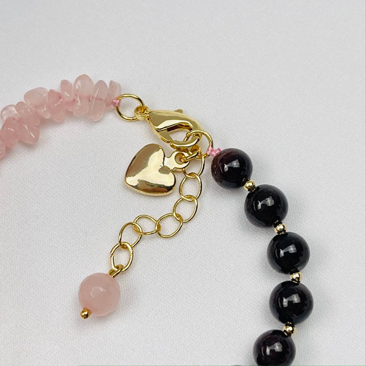 Радуга Самоцветов Браслет из Розового кварца и Граната