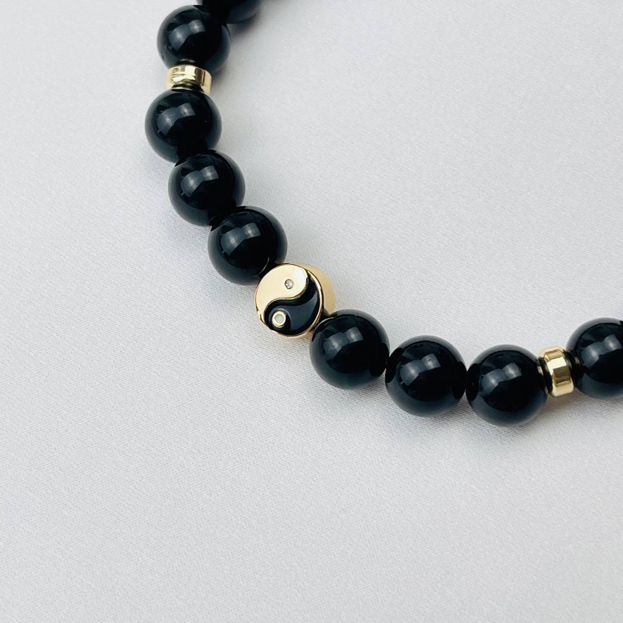 Радуга Самоцветов Браслет из Обсидиана со вставкой