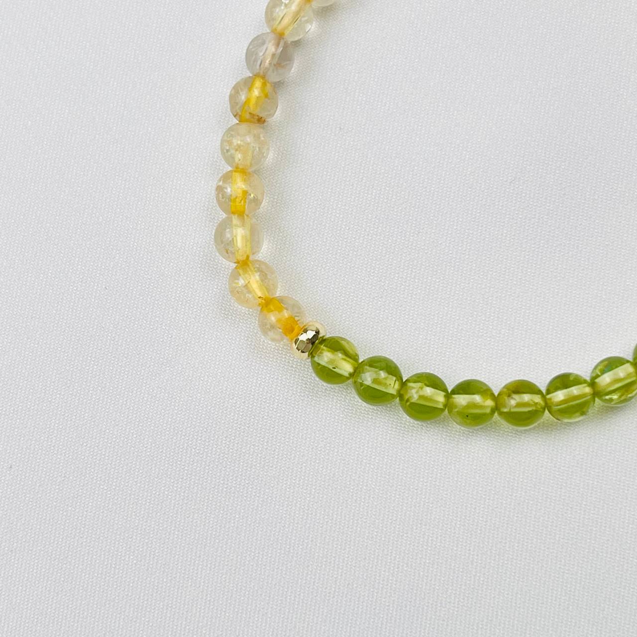 Радуга Самоцветов Браслет из Хризолита и Цитрина с подвеской