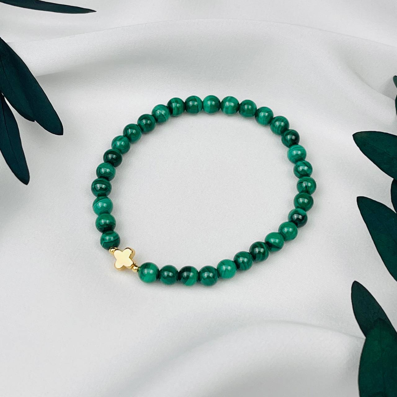 Радуга Самоцветов Браслет из Малахита со вставкой