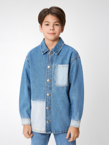 20130750001 Куртка джинсовая детская для мальчиков Motomoto синий