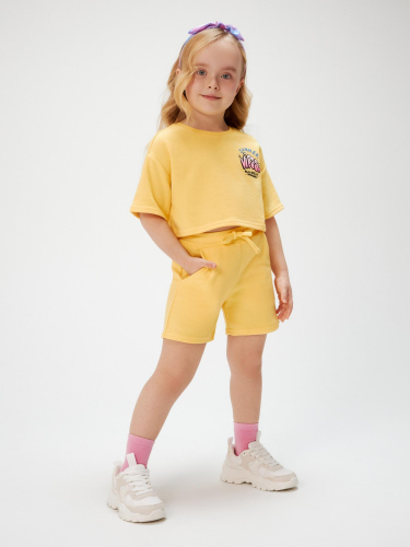 20214200016 Комплект детский для девочек ((1)футболка и (2)шорты) Purim1 ярко желтый