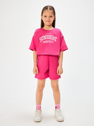 20214200016 Комплект детский для девочек ((1)футболка и (2)шорты) Purim1 фуксия