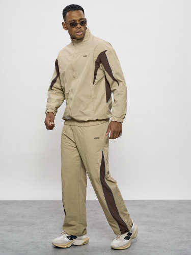 Спортивный костюм мужской плащевой бежевого цвета 1508B