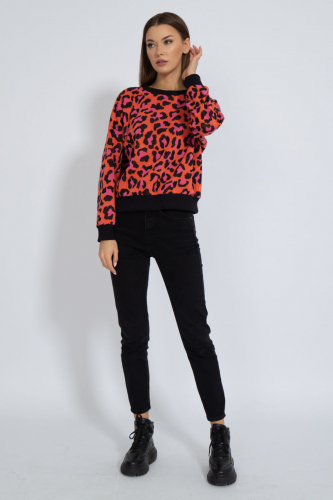 Джемпер Kivviwear 4123/01 оранжево-розовый леопард