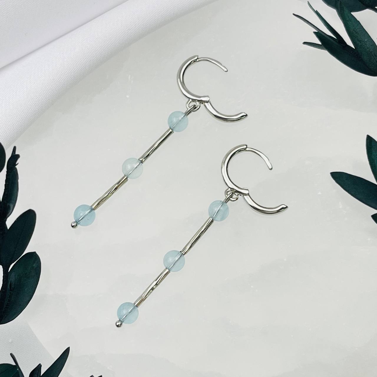 Радуга Самоцветов Серьги длинные из Аквамарина