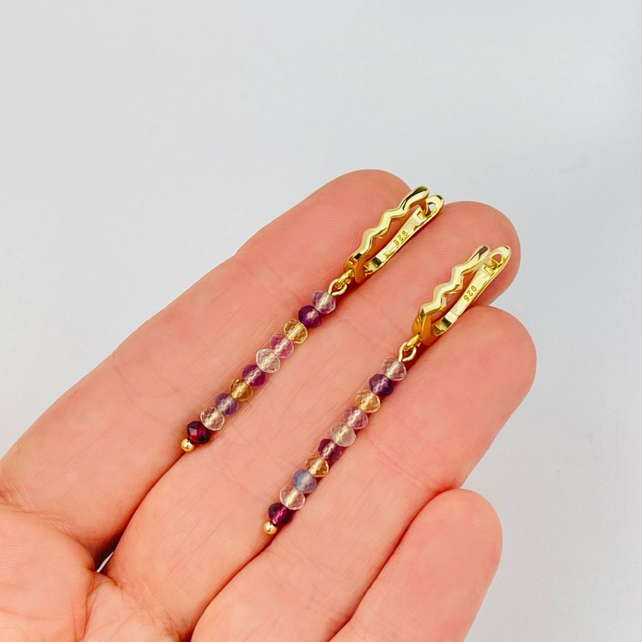 Радуга Самоцветов Серьги длинные с Флюоритом