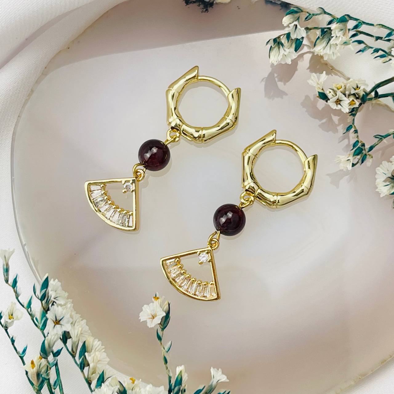 Радуга Самоцветов Серьги с Гранатом