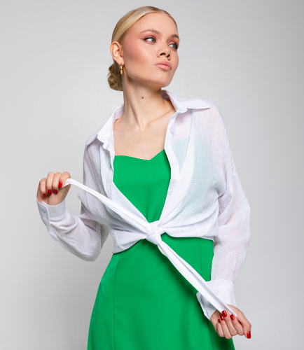 Платье+рубашка #ОБШ1443-4, зелёный, белый