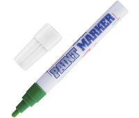 Маркер-краска лаковый (paint marker) MUNHWA, 4 мм, ЗЕЛЕНЫЙ, нитро-основа, алюминиевый корпус, PM-04, 151473, 116418