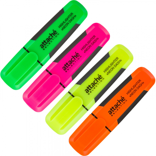 Набор текстовыделителей Attache Selection Neon Dash (толщина линии 1-5 мм, 4 цвета), 1591144