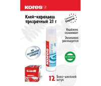 Клей-карандаш KORES 21 г прозрачный 716578