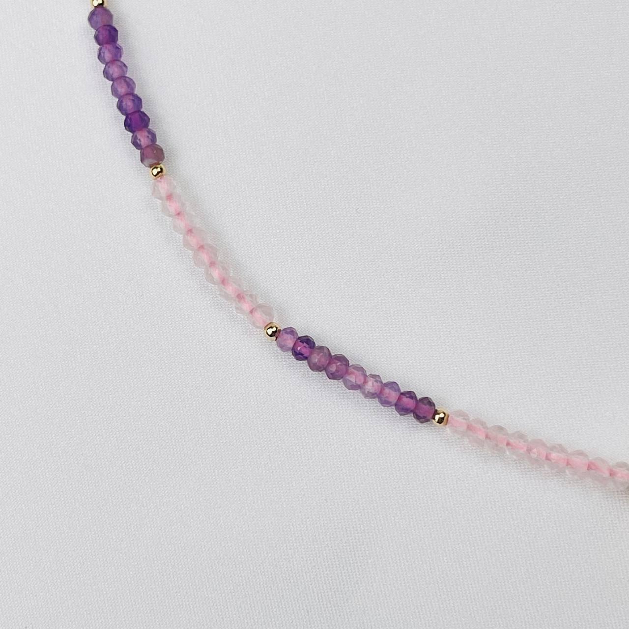 Радуга Самоцветов Колье из Аметиста и Розового кварца