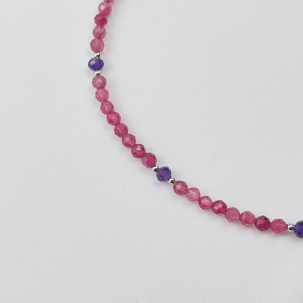 Радуга Самоцветов Чокер из розового Турмалина и Аметиста