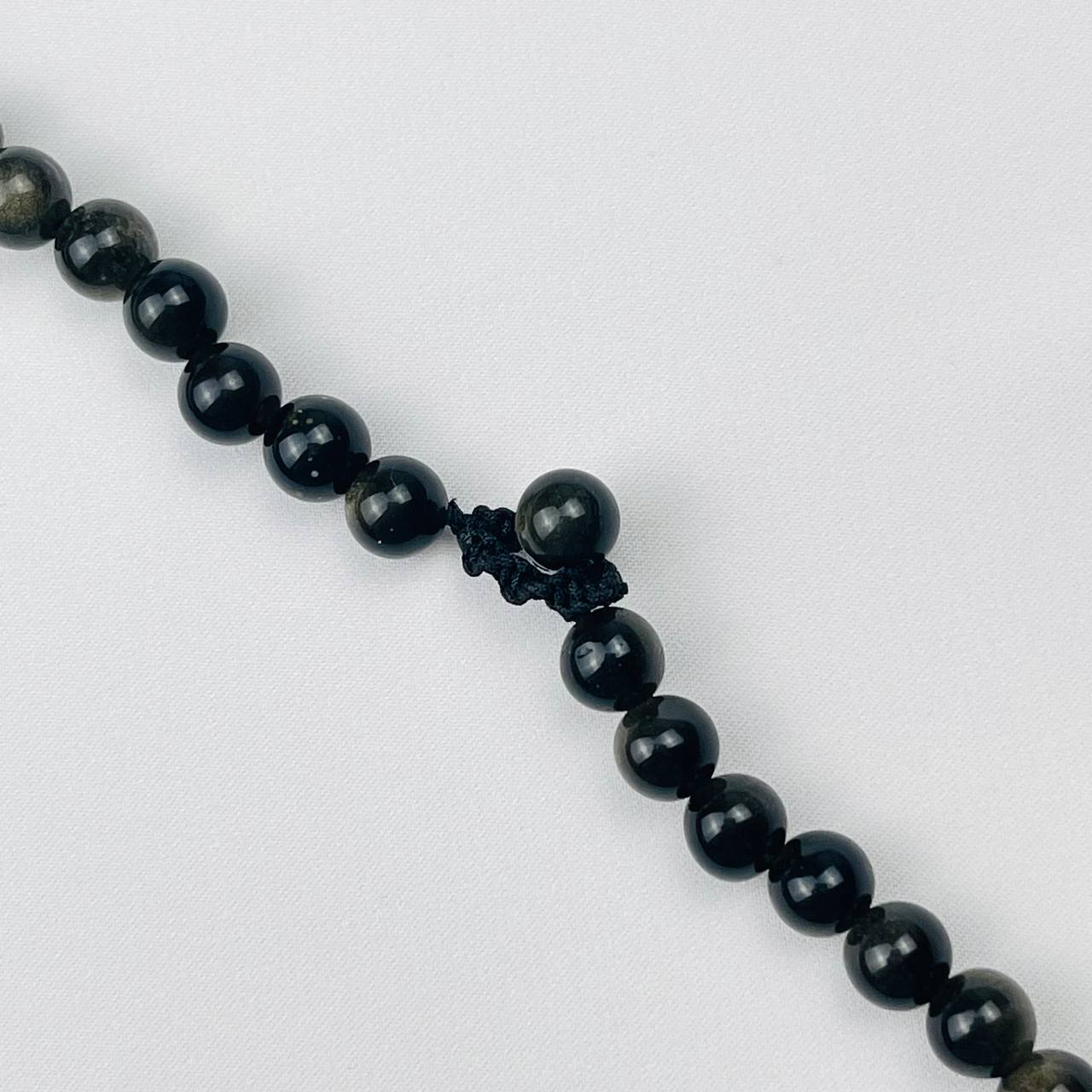 Радуга Самоцветов Бусы мужские из золотистого Обсидиана