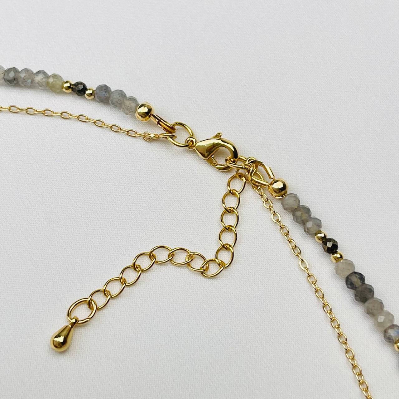 Радуга Самоцветов Бусы двойные из Лабрадора и Кианита