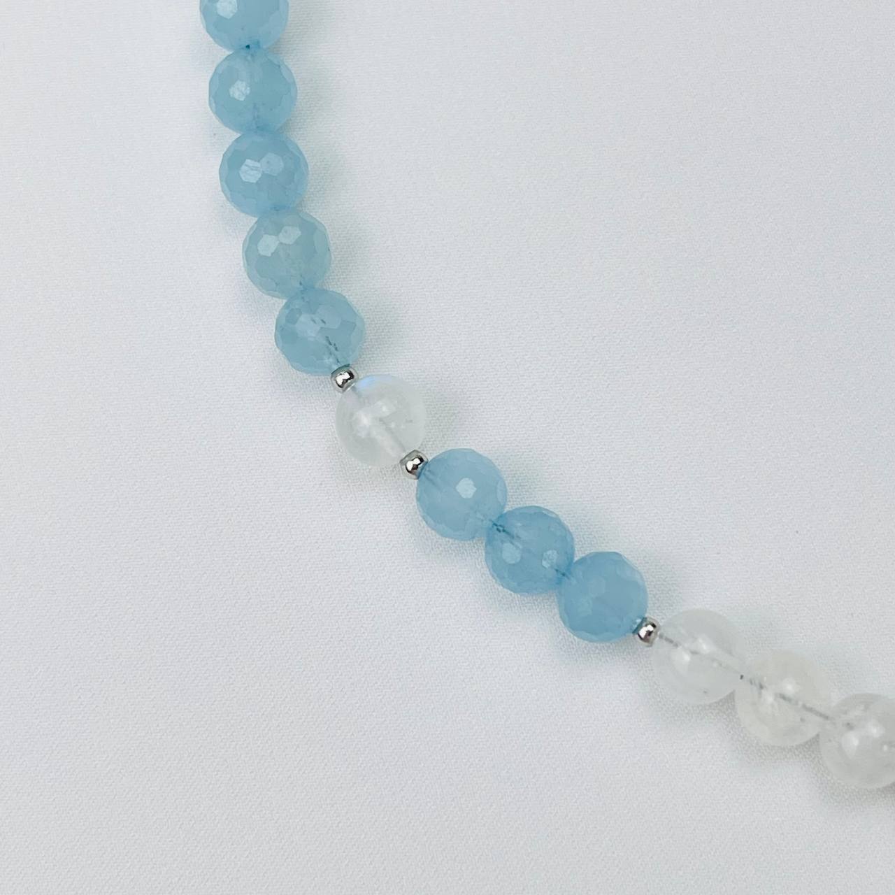 Радуга Самоцветов Колье из Аквамарина и Лунного камня