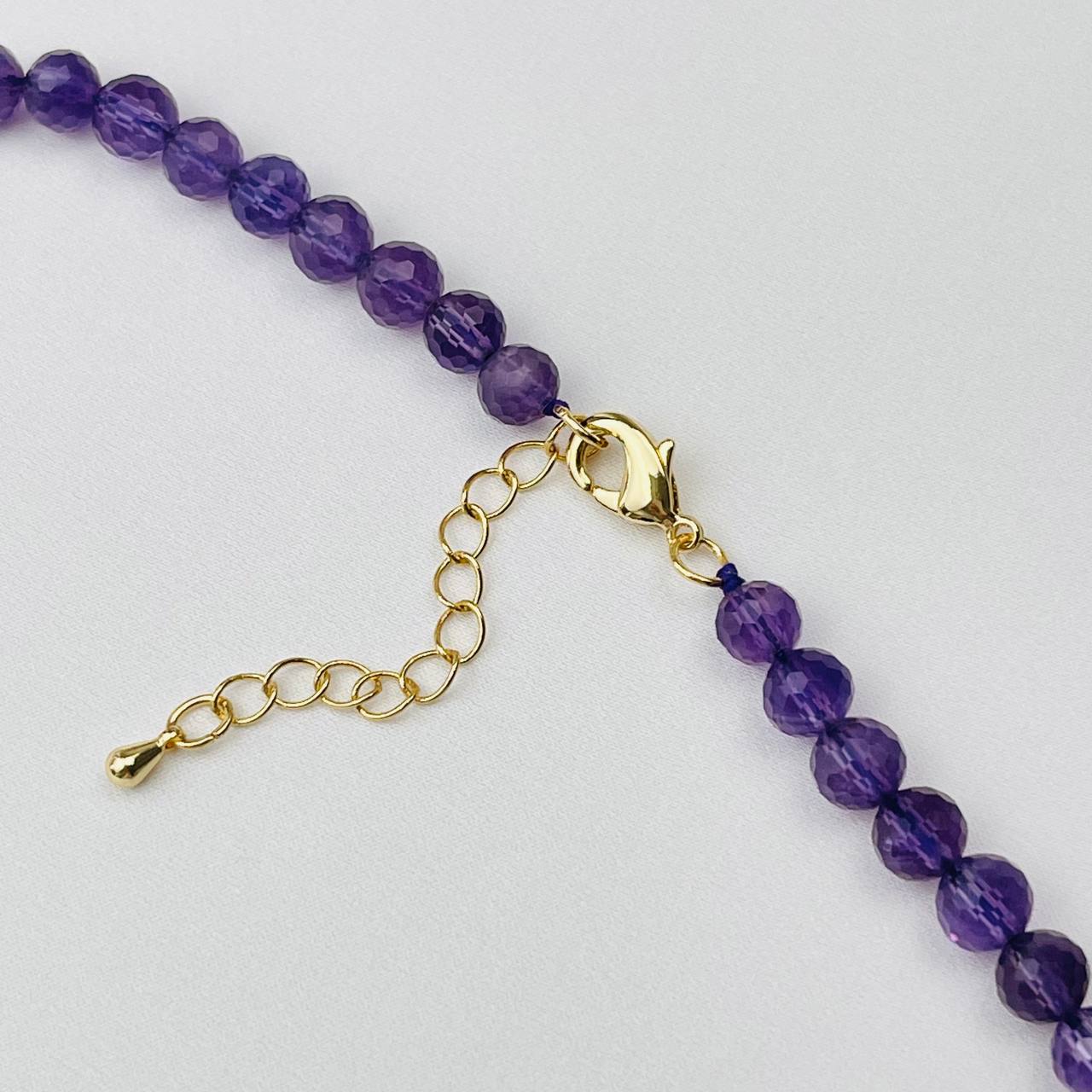 Радуга Самоцветов Колье из Аметиста и Жемчуга