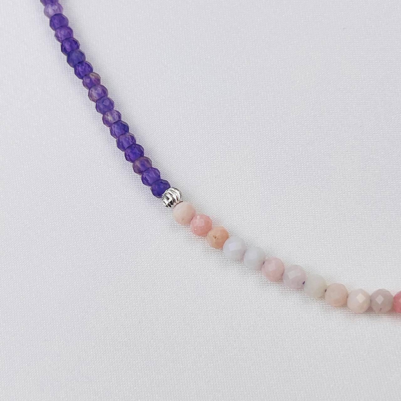 Радуга Самоцветов Чокер из Аметиста и Опала с кулоном