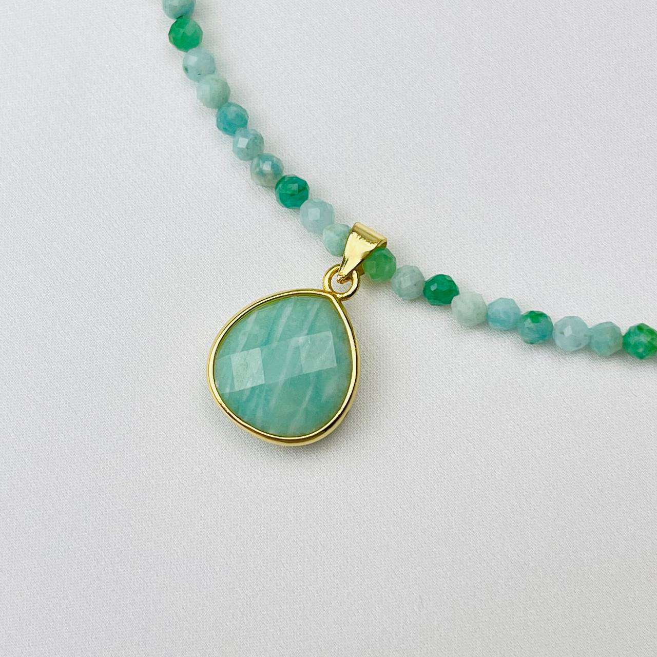 Радуга Самоцветов Бусы из Амазонита с кулоном