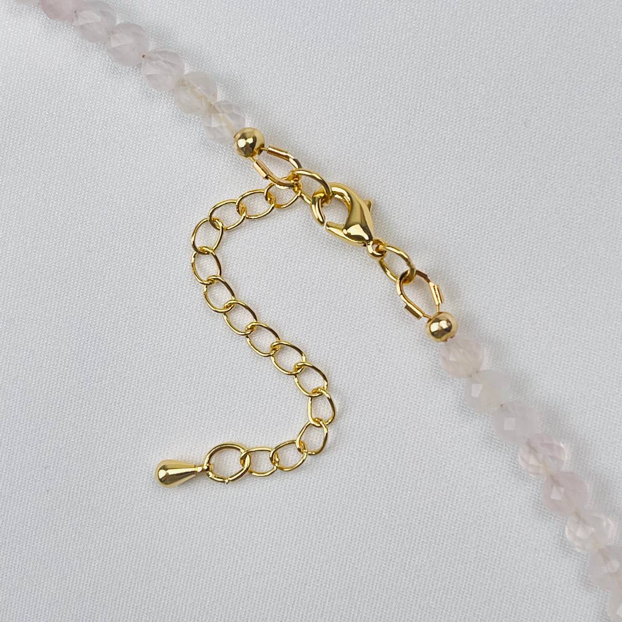 Радуга Самоцветов Чокер из Розового кварца и Турмалина с подвеской