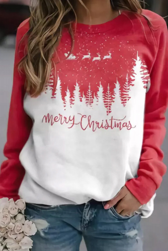 Красно-белый пуловер с рождественским принтом