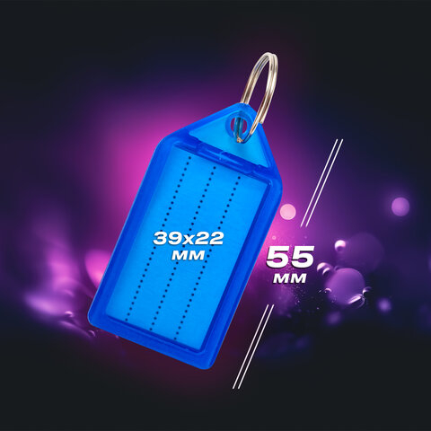 Бирки для ключей КОМПЛЕКТ 20 ШТ., длина 55 мм, инфо-окно 39х22 мм, АССОРТИ, BRAUBERG, 237495