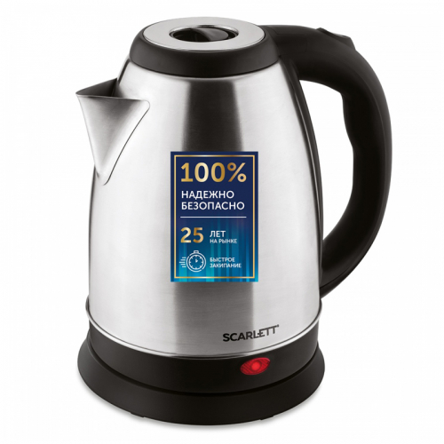 Чайник электрический Scarlett SC-EK21S51, 1.8л, 1600Вт, нержавеющая сталь, 344399