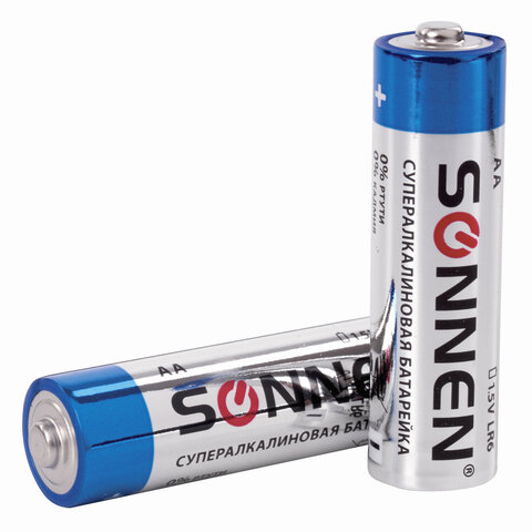 Батарейки SONNEN Super Alkaline, АА (LR06, 15А), алкалиновые, 10 шт., в коробке, 454231